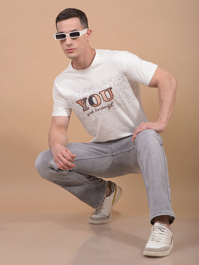 White Graphic Print T-Shirt-Men T-Shirts-Crimsoune Club