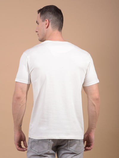 White Graphic Print T-Shirt-Men T-Shirts-Crimsoune Club