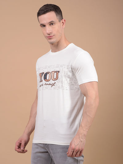 White Graphic Print T-Shirt-Men T-Shirts-Crimsoune Club