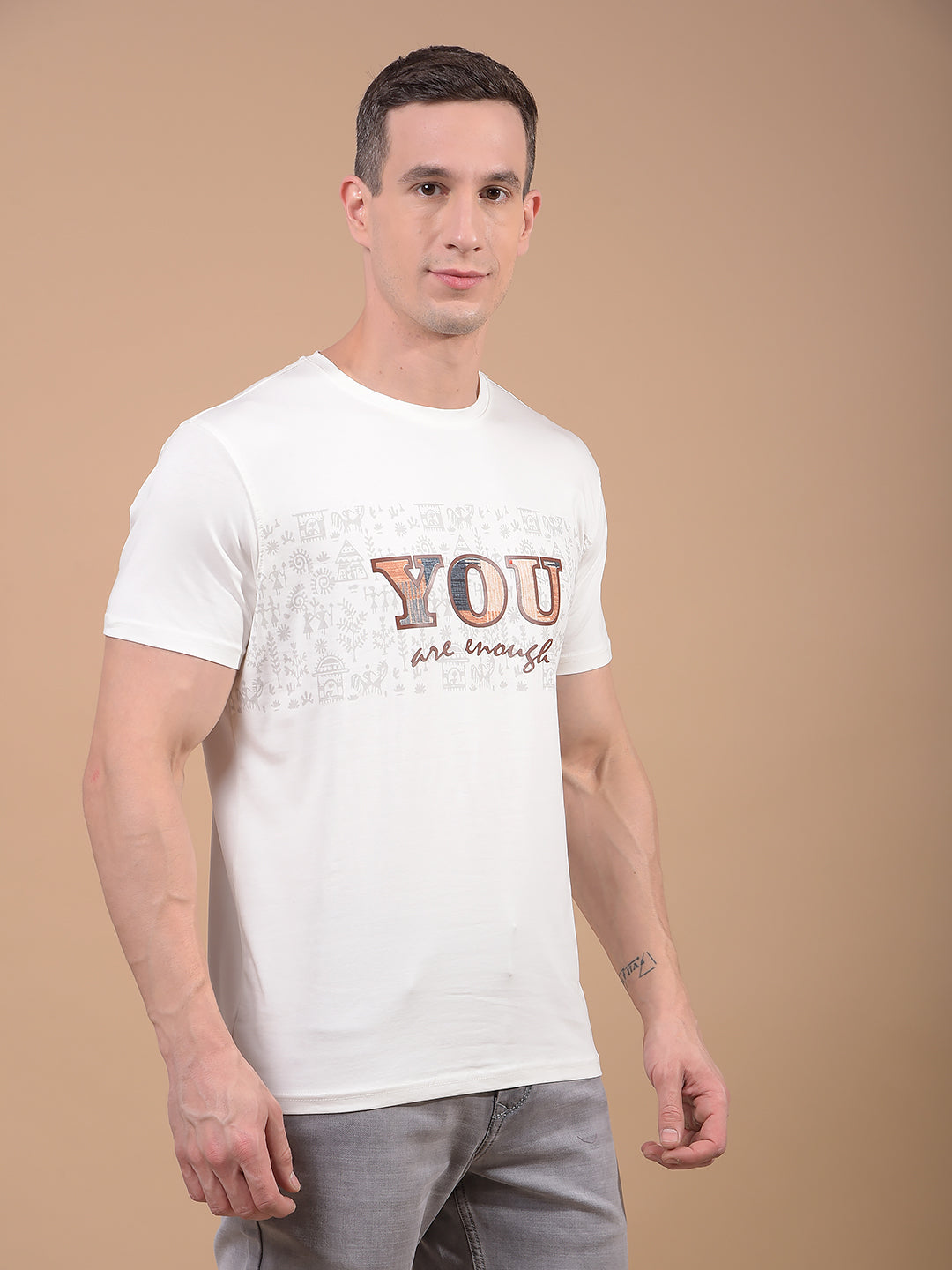 White Graphic Print T-Shirt-Men T-Shirts-Crimsoune Club