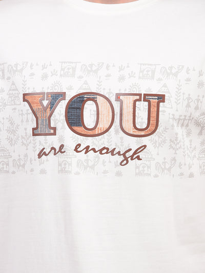 White Graphic Print T-Shirt-Men T-Shirts-Crimsoune Club