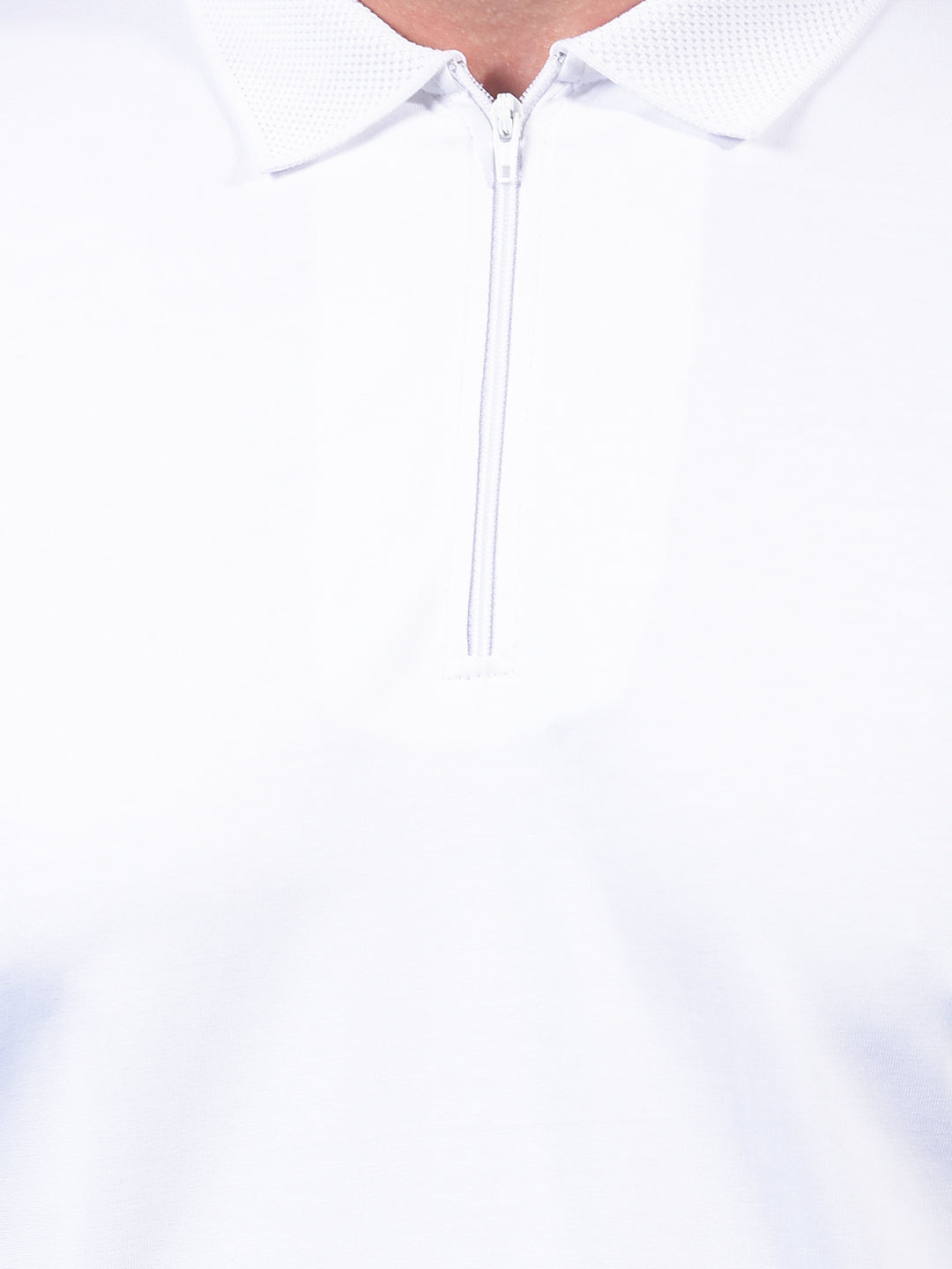White Polo Neck T-Shirt-Men T-Shirts-Crimsoune Club