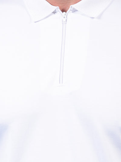 White Polo Neck T-Shirt-Men T-Shirts-Crimsoune Club