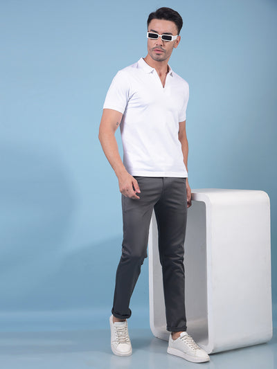 White Polo Neck T-Shirt-Men T-Shirts-Crimsoune Club