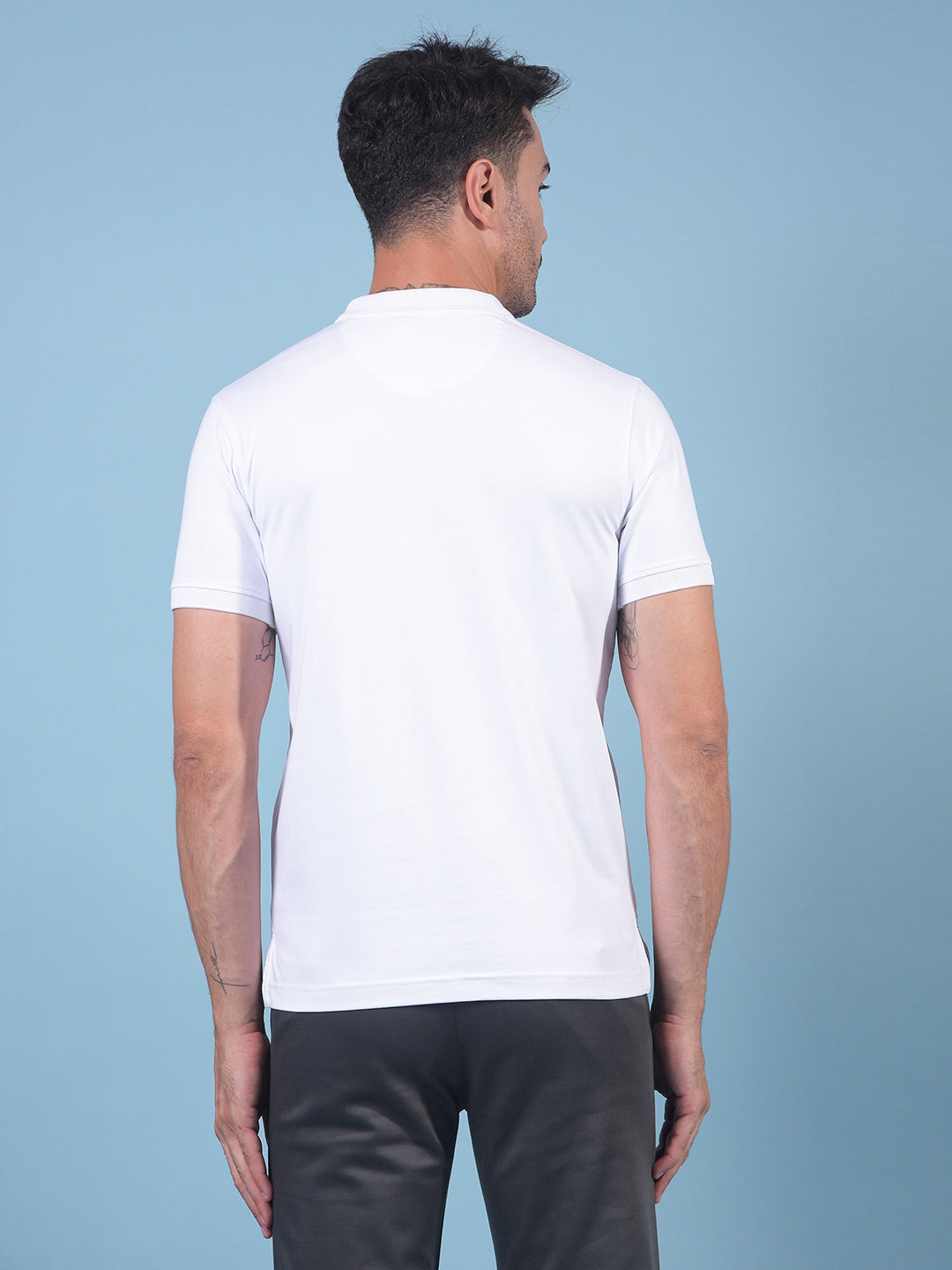 White Polo Neck T-Shirt-Men T-Shirts-Crimsoune Club