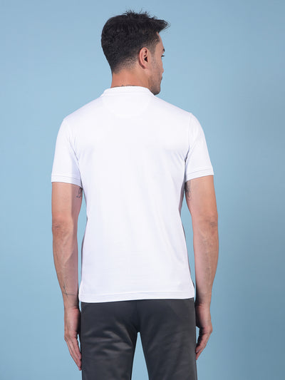 White Polo Neck T-Shirt-Men T-Shirts-Crimsoune Club
