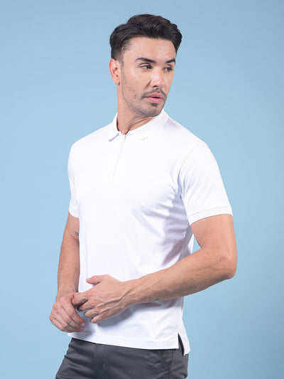 White Polo Neck T-Shirt-Men T-Shirts-Crimsoune Club