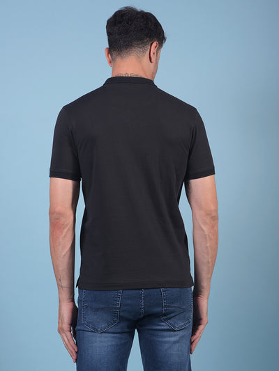 Black Polo Neck T-Shirt-Men T-Shirts-Crimsoune Club