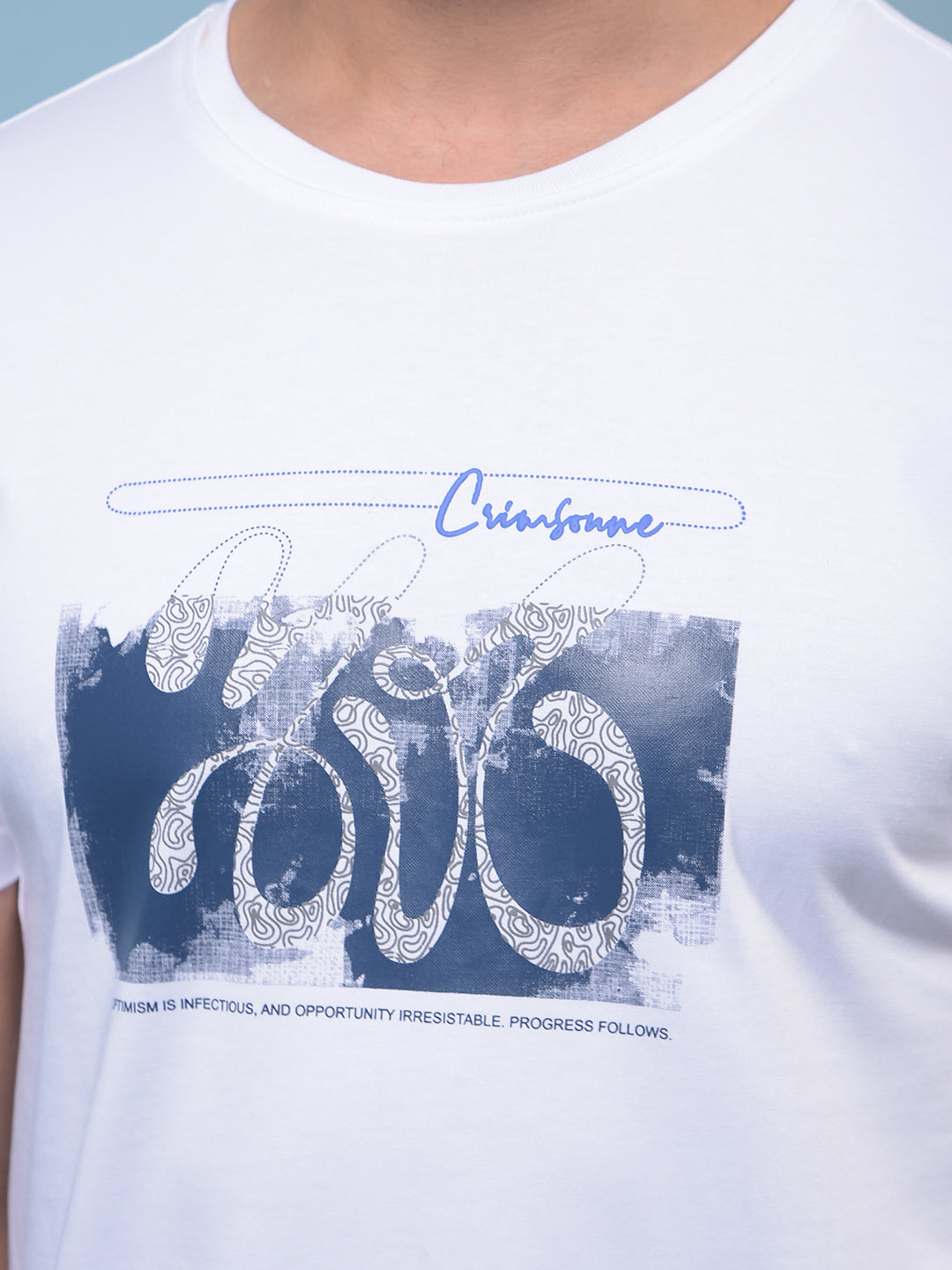 Men's White Graphic Print Round Neck T-Shirt-Men T-Shirts-Crimsoune Club