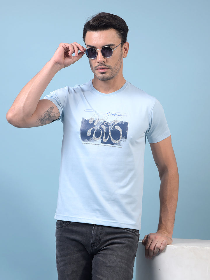 Men's Blue Graphic Print T-Shirt-Men T-Shirts-Crimsoune Club