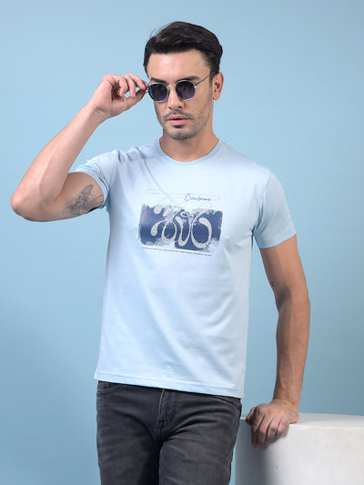Men's Blue Graphic Print T-Shirt-Men T-Shirts-Crimsoune Club