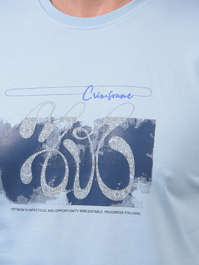 Men's Blue Graphic Print T-Shirt-Men T-Shirts-Crimsoune Club