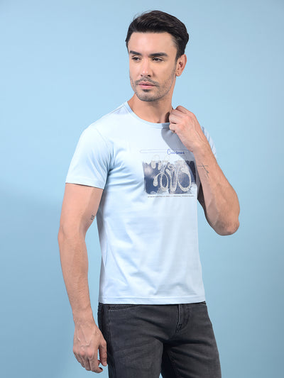 Men's Blue Graphic Print T-Shirt-Men T-Shirts-Crimsoune Club