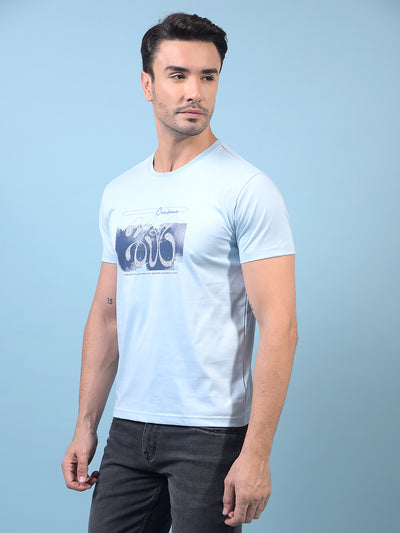 Men's Blue Graphic Print T-Shirt-Men T-Shirts-Crimsoune Club