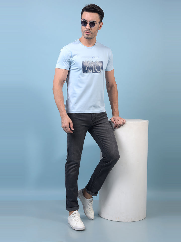 Men's Blue Graphic Print T-Shirt-Men T-Shirts-Crimsoune Club