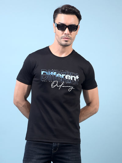 Men's Black Graphic Print T-Shirt-Men T-Shirts-Crimsoune Club