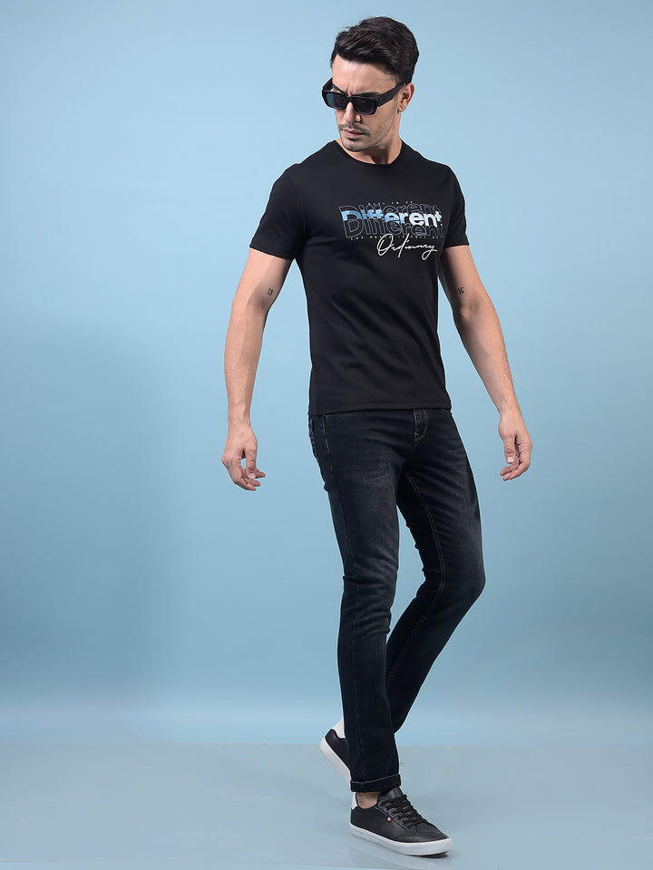 Men's Black Graphic Print T-Shirt-Men T-Shirts-Crimsoune Club