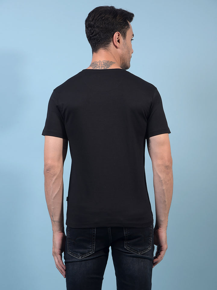 Men's Black Graphic Print T-Shirt-Men T-Shirts-Crimsoune Club