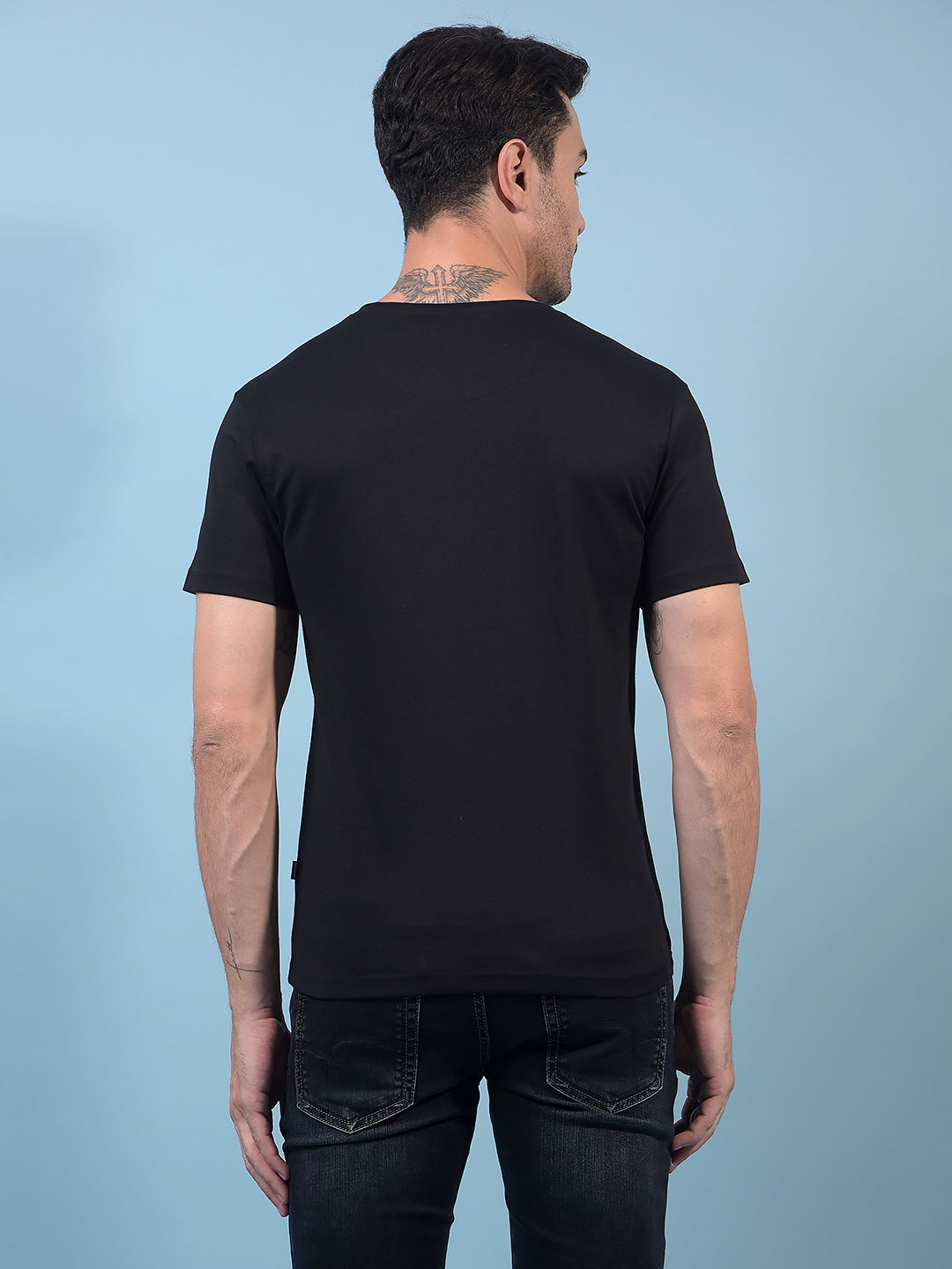 Men's Black Graphic Print T-Shirt-Men T-Shirts-Crimsoune Club