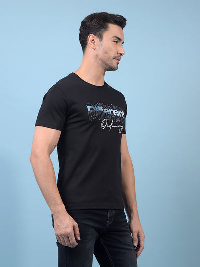 Men's Black Graphic Print T-Shirt-Men T-Shirts-Crimsoune Club