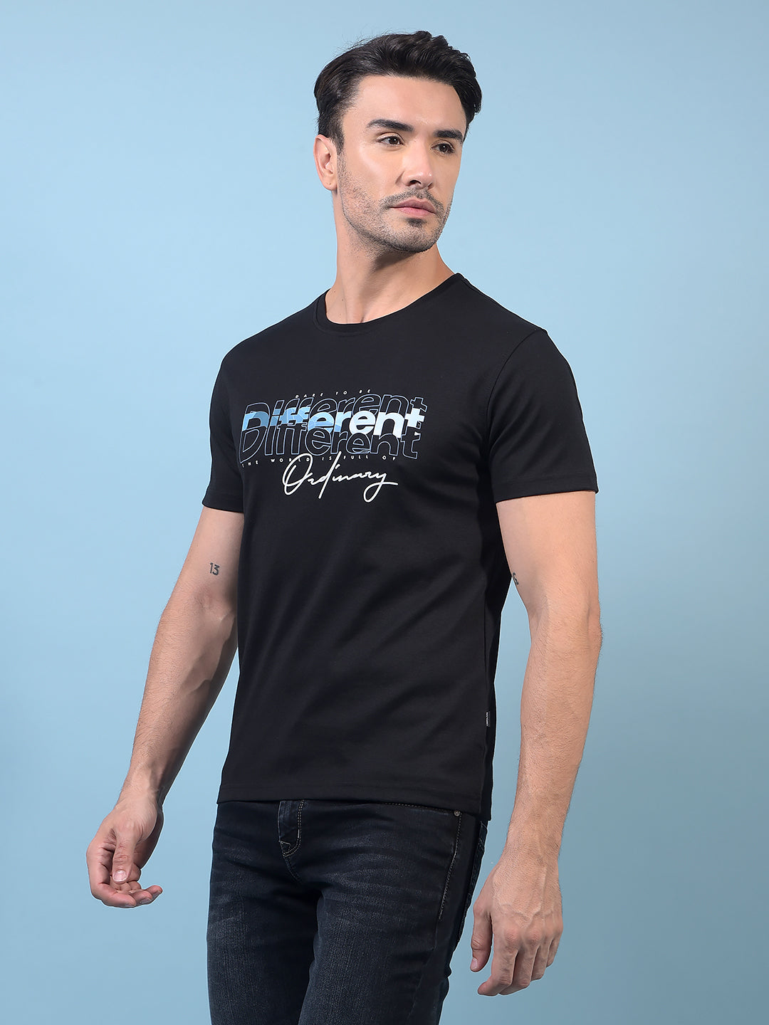Men's Black Graphic Print T-Shirt-Men T-Shirts-Crimsoune Club