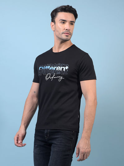 Men's Black Graphic Print T-Shirt-Men T-Shirts-Crimsoune Club