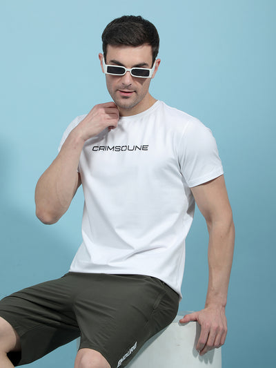 White Typographic Print T-Shirt-Men T-Shirts-Crimsoune Club