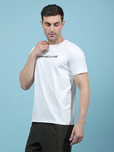 White Typographic Print T-Shirt-Men T-Shirts-Crimsoune Club
