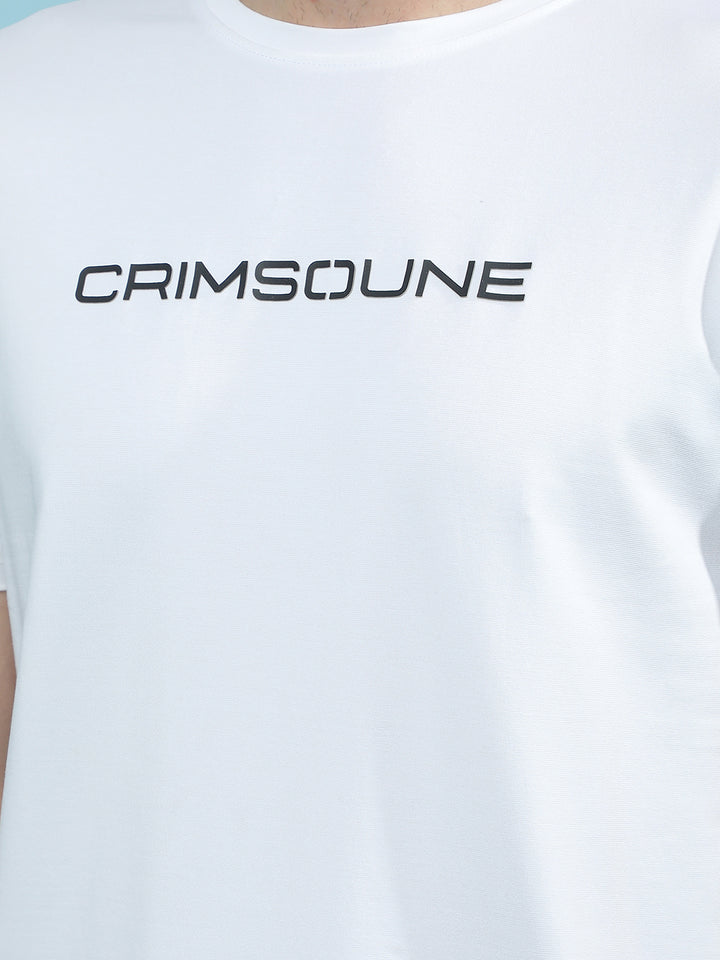 White Typographic Print T-Shirt-Men T-Shirts-Crimsoune Club