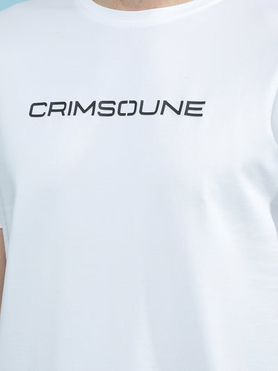 White Typographic Print T-Shirt-Men T-Shirts-Crimsoune Club