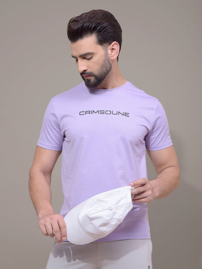 Purple Typographic Print T-Shirt-Men T-Shirts-Crimsoune Club