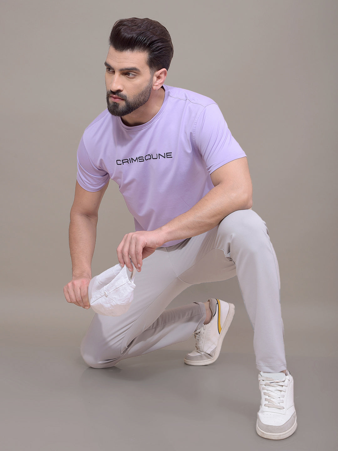 Purple Typographic Print T-Shirt-Men T-Shirts-Crimsoune Club
