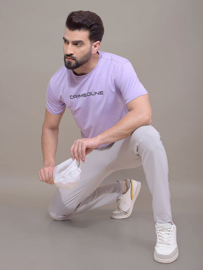 Purple Typographic Print T-Shirt-Men T-Shirts-Crimsoune Club