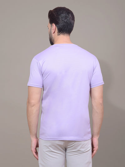 Purple Typographic Print T-Shirt-Men T-Shirts-Crimsoune Club
