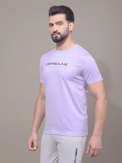 Purple Typographic Print T-Shirt-Men T-Shirts-Crimsoune Club