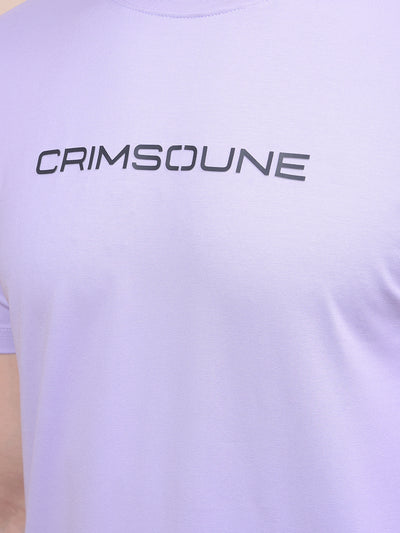 Purple Typographic Print T-Shirt-Men T-Shirts-Crimsoune Club
