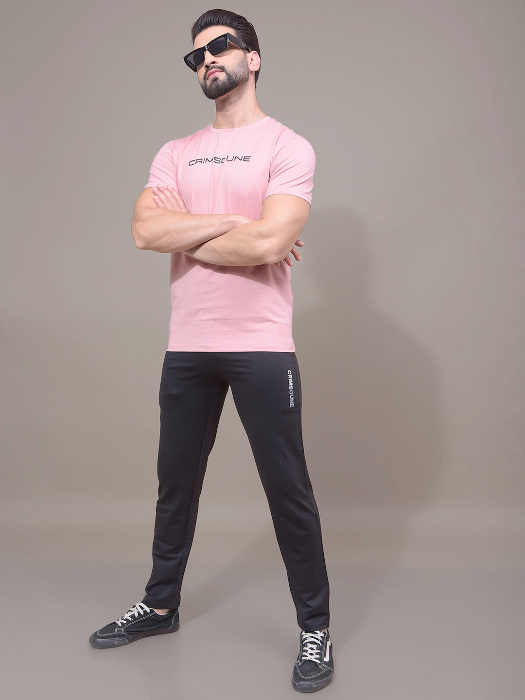 Peach Typographic Print T-Shirt-Men T-Shirts-Crimsoune Club