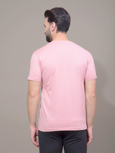 Peach Typographic Print T-Shirt-Men T-Shirts-Crimsoune Club
