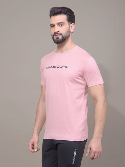 Peach Typographic Print T-Shirt-Men T-Shirts-Crimsoune Club
