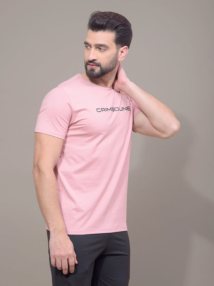 Peach Typographic Print T-Shirt-Men T-Shirts-Crimsoune Club