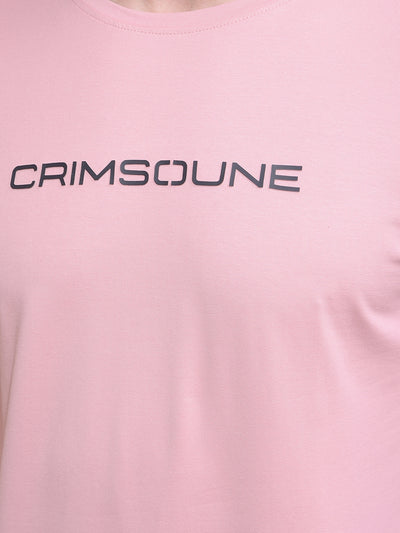 Peach Typographic Print T-Shirt-Men T-Shirts-Crimsoune Club