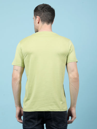 Green Typographic Print T-Shirt-Men T-Shirts-Crimsoune Club