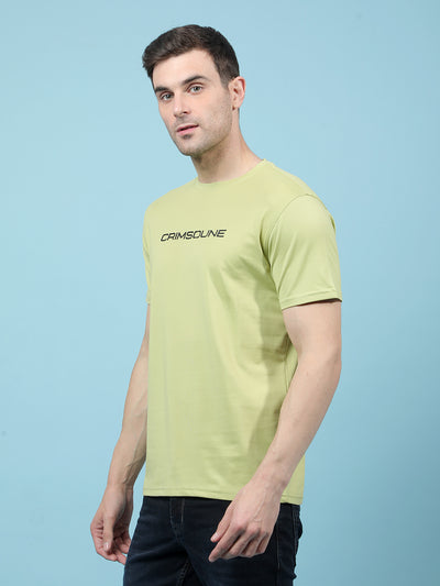 Green Typographic Print T-Shirt-Men T-Shirts-Crimsoune Club