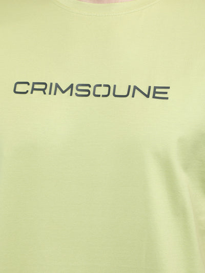 Green Typographic Print T-Shirt-Men T-Shirts-Crimsoune Club