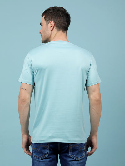 Blue Typographic Print T-Shirt-Men T-Shirts-Crimsoune Club