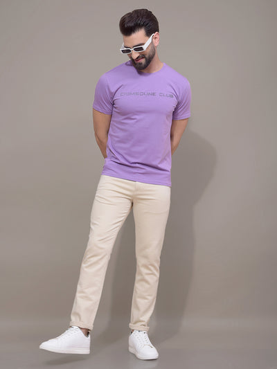Purple Typographic Print T-Shirt-Men T-Shirts-Crimsoune Club