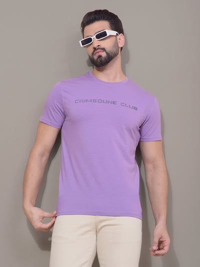 Purple Typographic Print T-Shirt-Men T-Shirts-Crimsoune Club