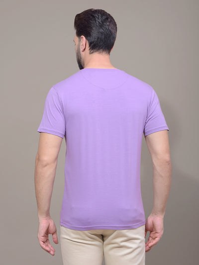 Purple Typographic Print T-Shirt-Men T-Shirts-Crimsoune Club