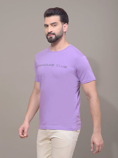 Purple Typographic Print T-Shirt-Men T-Shirts-Crimsoune Club