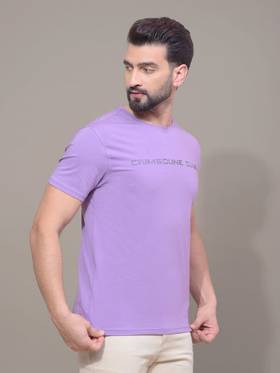 Purple Typographic Print T-Shirt-Men T-Shirts-Crimsoune Club